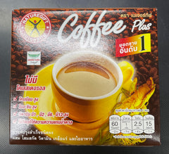 Nature Gift Coffee Plus packaging shows premium blend with fiber and ginseng for daily energy.