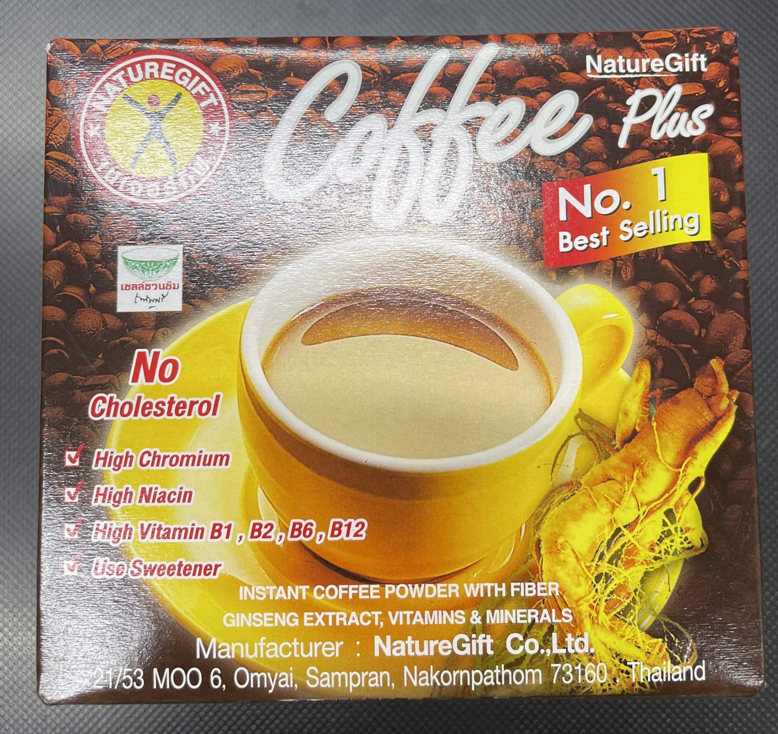 Nature Gift Coffee Plus vitamins minerals label emphasizes wholesome daily nourishment.