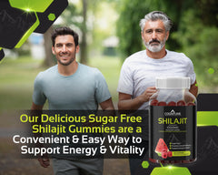 CogniTune Shilajit Gummies on spoon shows sugar-free vegan gluten-free format
