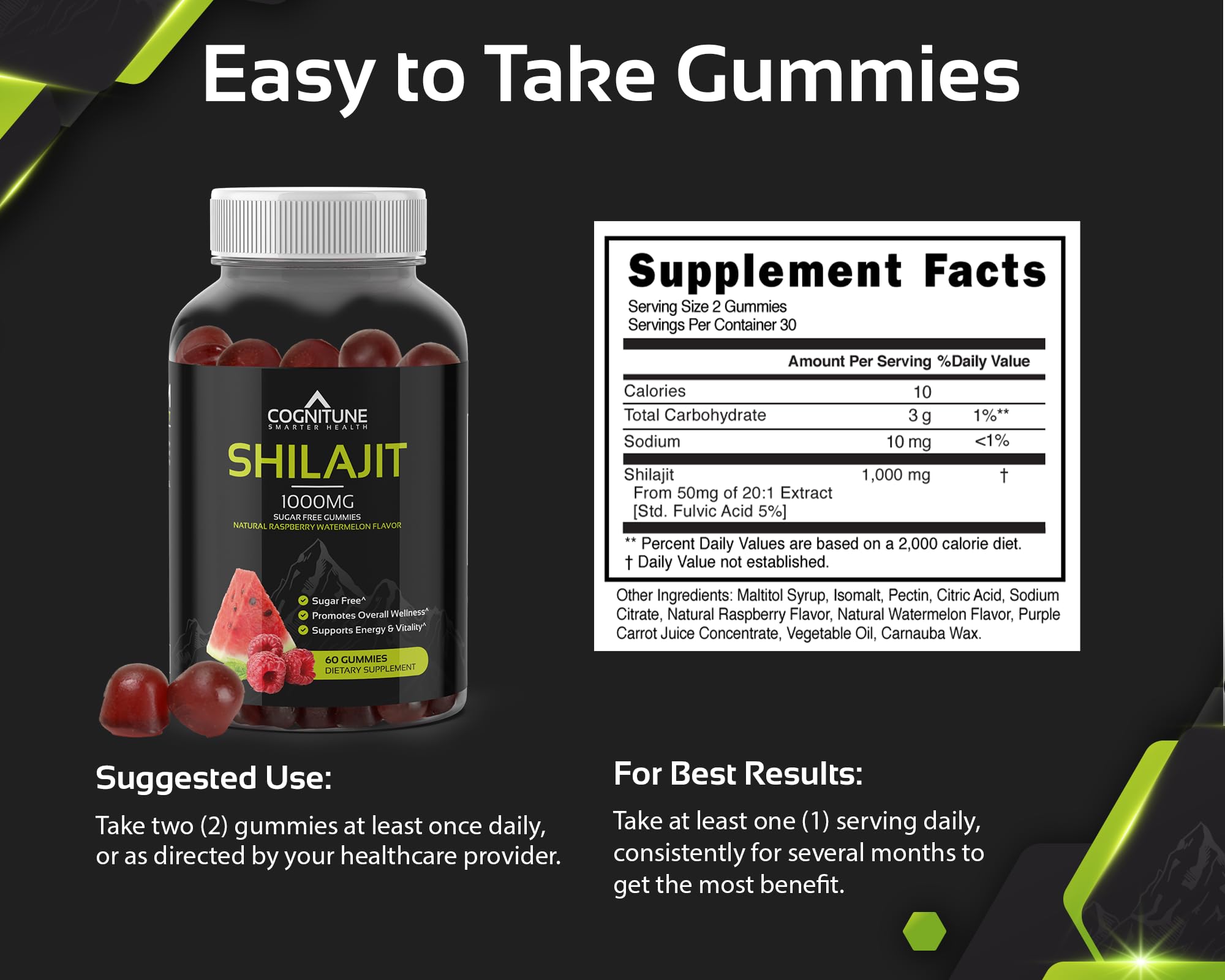Fulvic acid content detail emphasized in ingredients shot