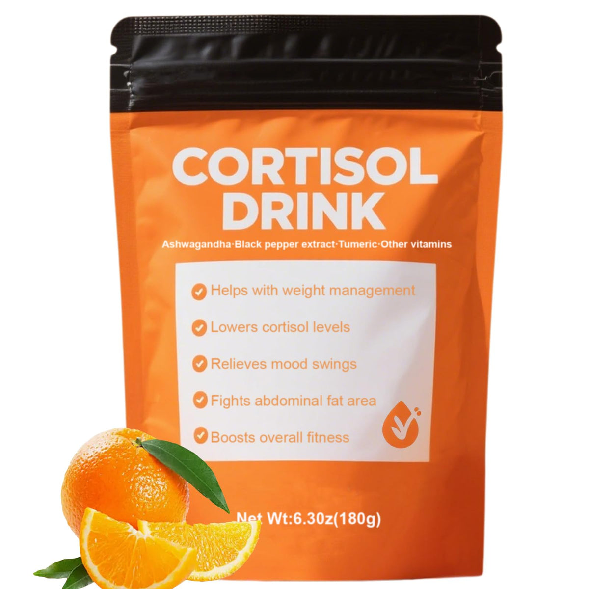 COLEPSW Cortisol Drink Powder bottle on a kitchen counter promoting relaxed focus