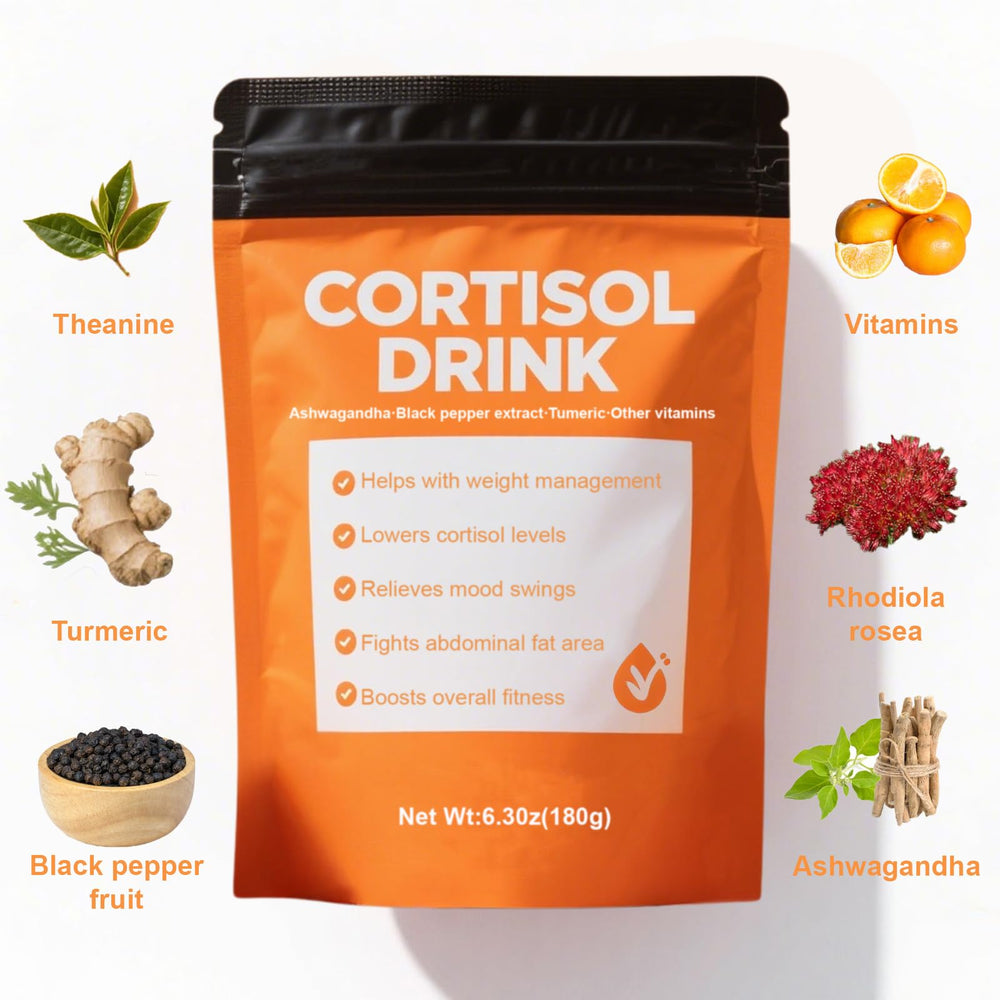 COLEPSW Cortisol Drink Powder label close-up highlights natural ingredients
