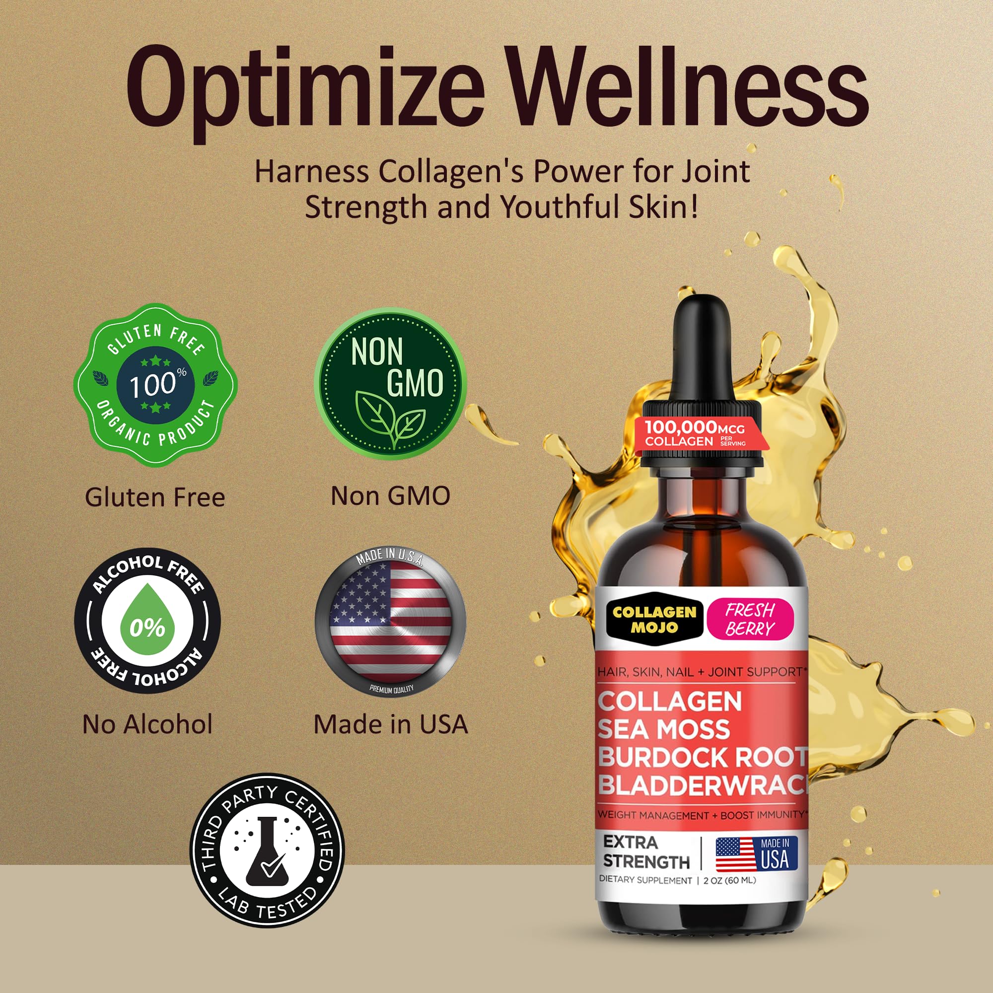 Collagen Mojo sea moss and burdock root close-up highlighting natural nourishment.