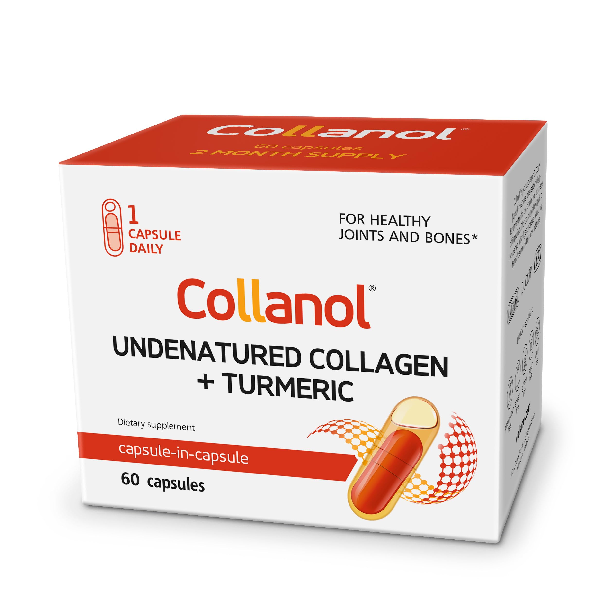 Collanol bottle cap close-up highlighting daily joint support formula