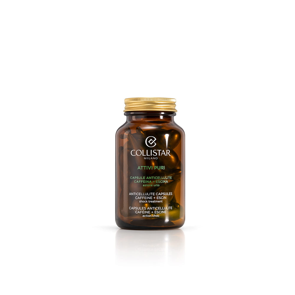 Collistar Pure Actives anticellulite capsules pack promoting smoother skin texture.