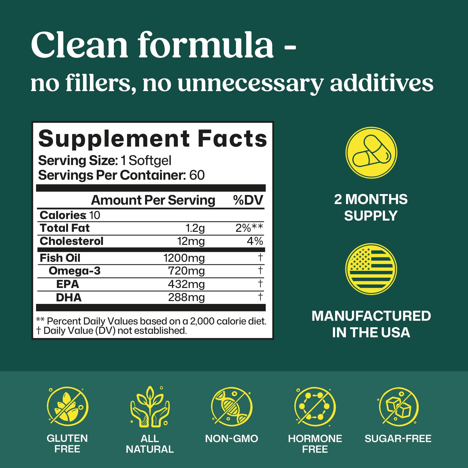 ColonBroom Omega-3 packaging shows gluten-free, non-GMO formula for daily use.