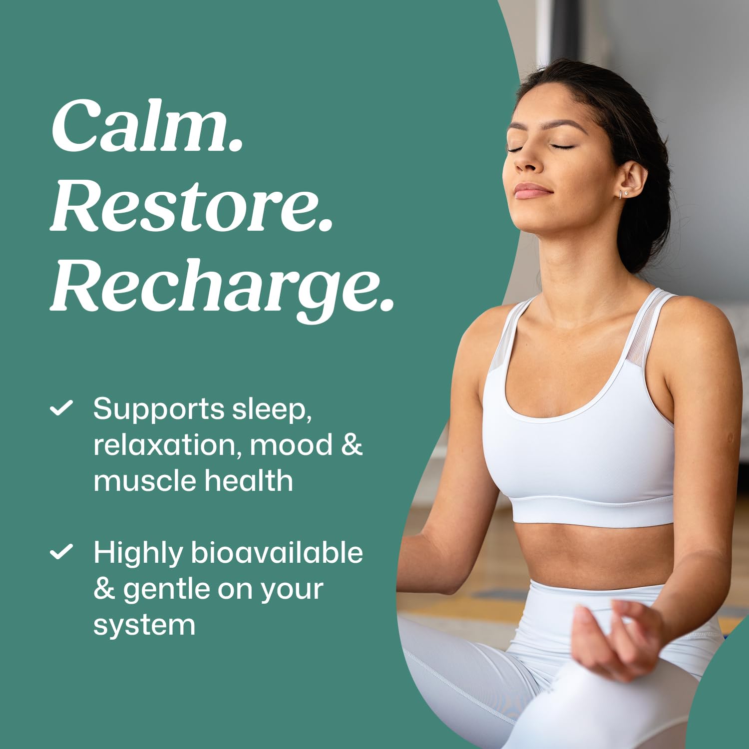 ColonBroom Magnesium Glycinate capsules pour view suggests smooth intake for potential relaxation support.