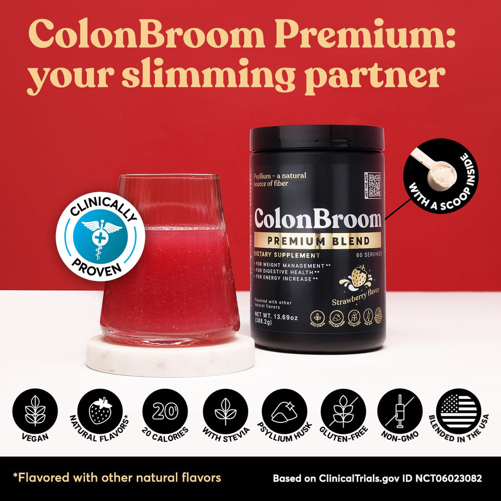 ColonBroom smooth drink appearance highlighting strawberry flavor and hydration.