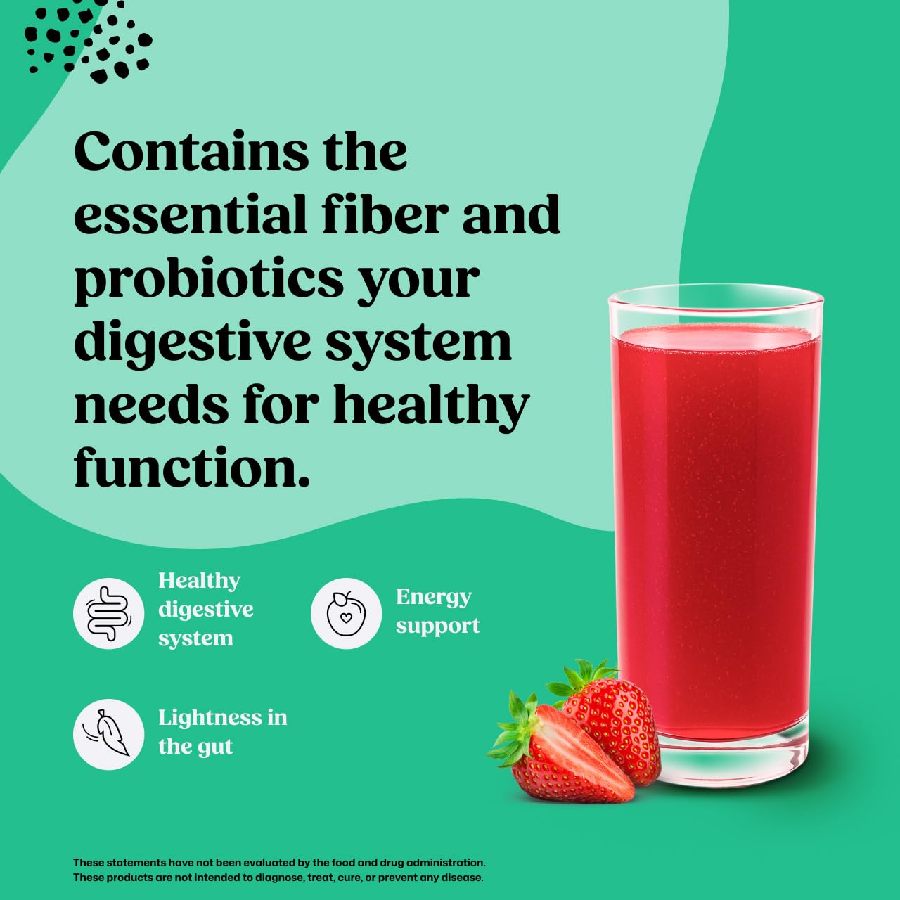 ColonBroom mix with water shows a refreshing strawberry drink for hydration.