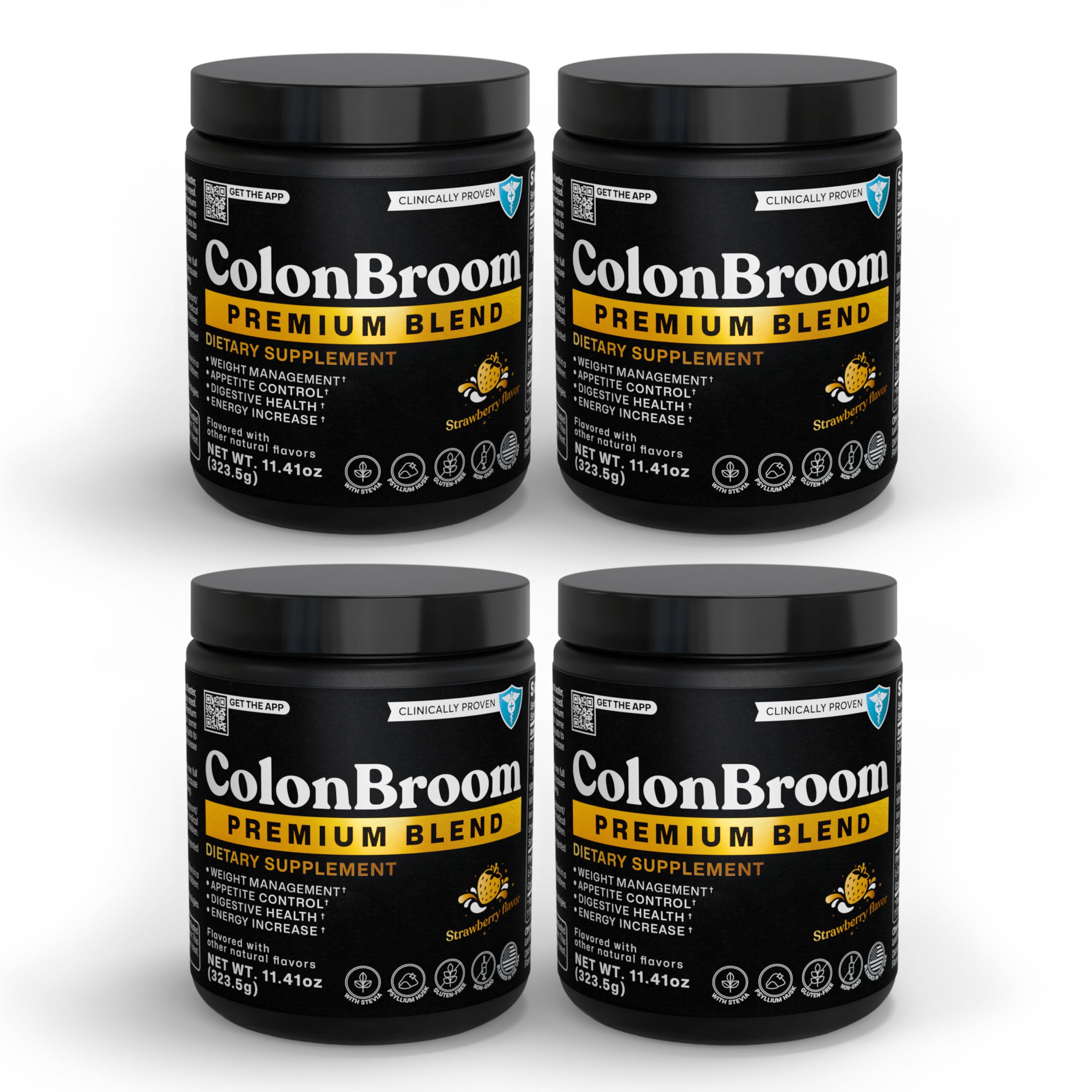 ColonBroom strawberry powder bottle for easy daily fiber intake.