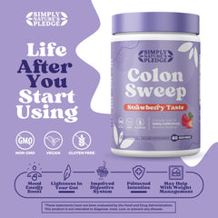 ColonSweep Berry Shake glass highlighting flavor and gut support.