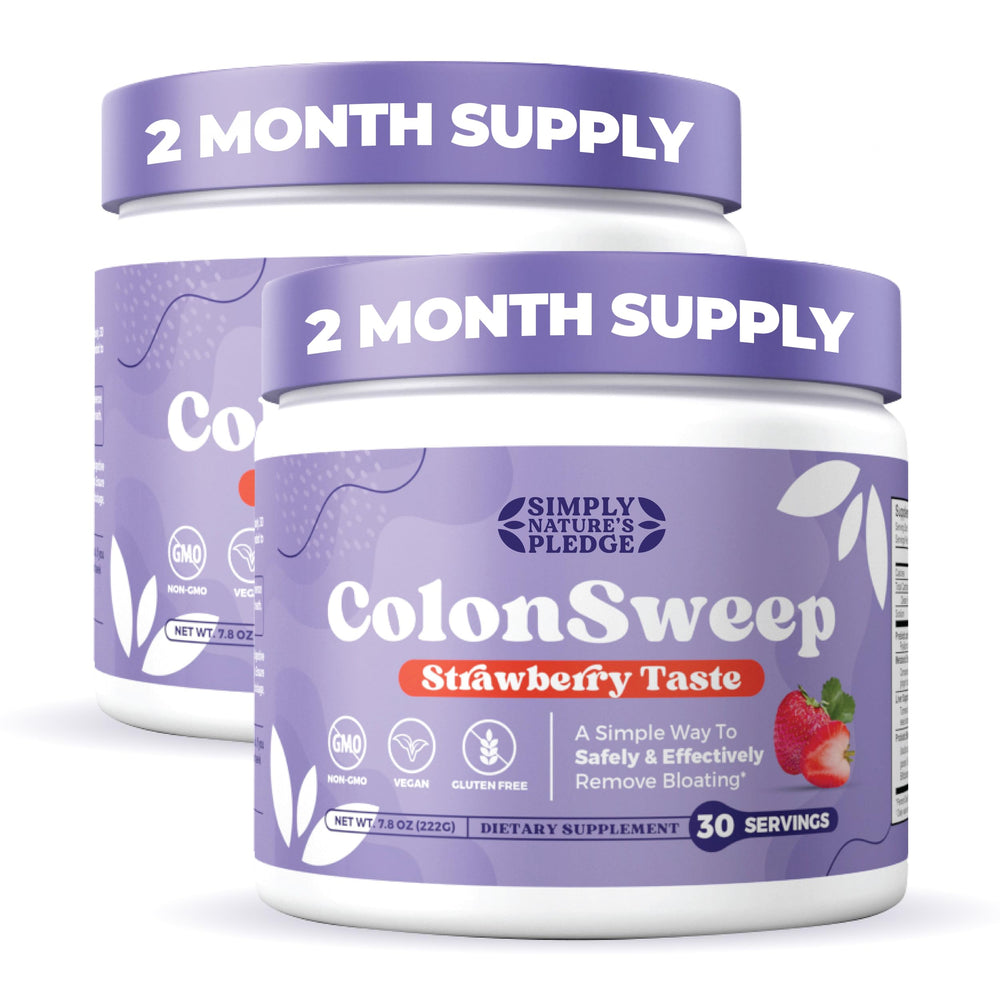Colonsweep strawberry flavored psyllium husk powder bottle for gentle digestive support.