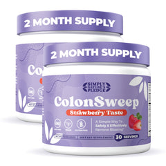 Colonsweep strawberry flavored psyllium husk powder bottle for gentle digestive support.