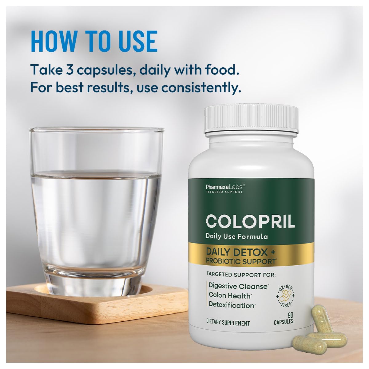 Colopril digestive system illustration hints at regularity and comfort.