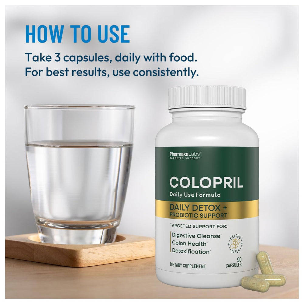 Colopril digestive system illustration hints at regularity and comfort.
