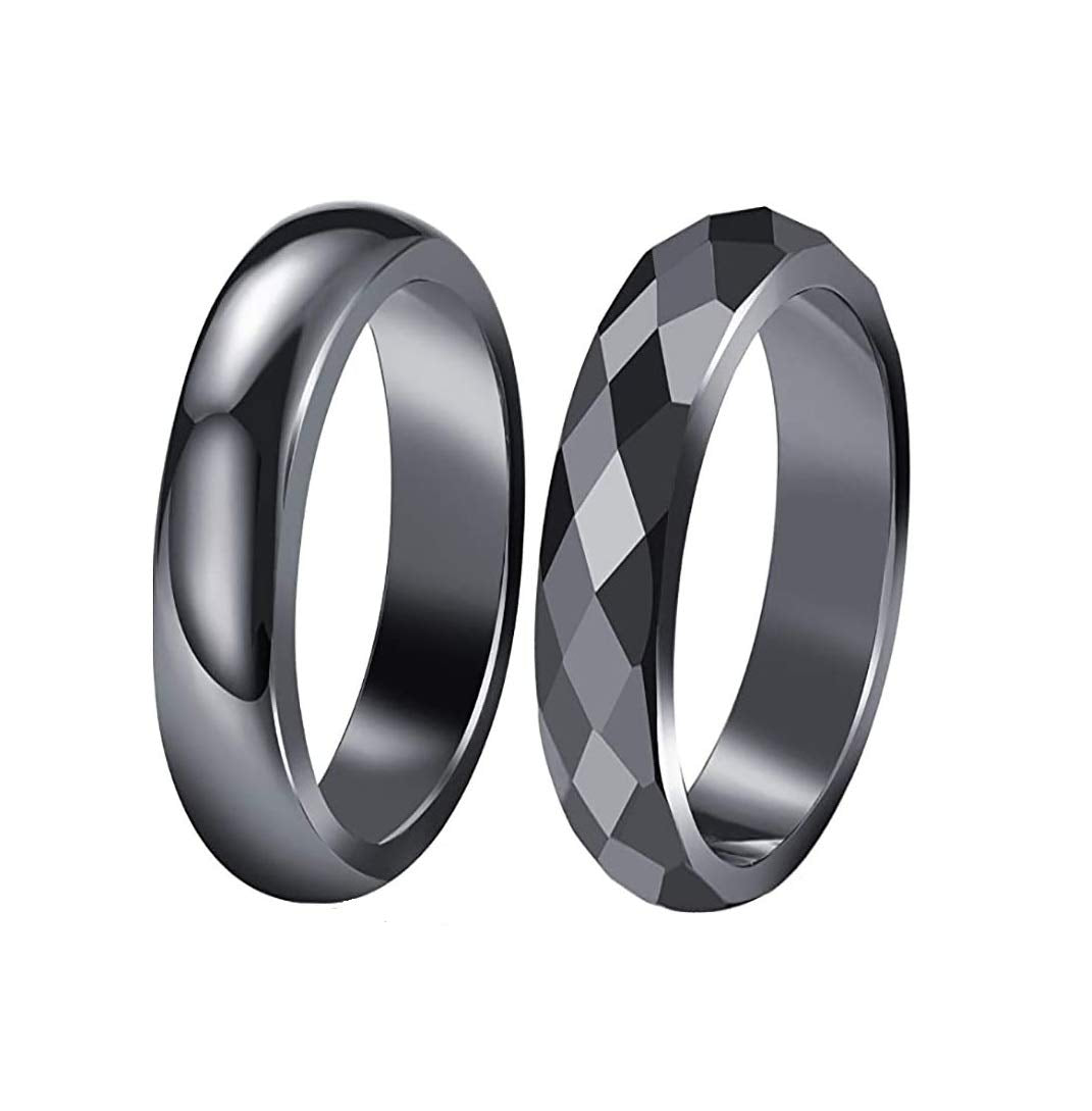 COLORFUL BLING hematite ring front view highlights balanced energy and style