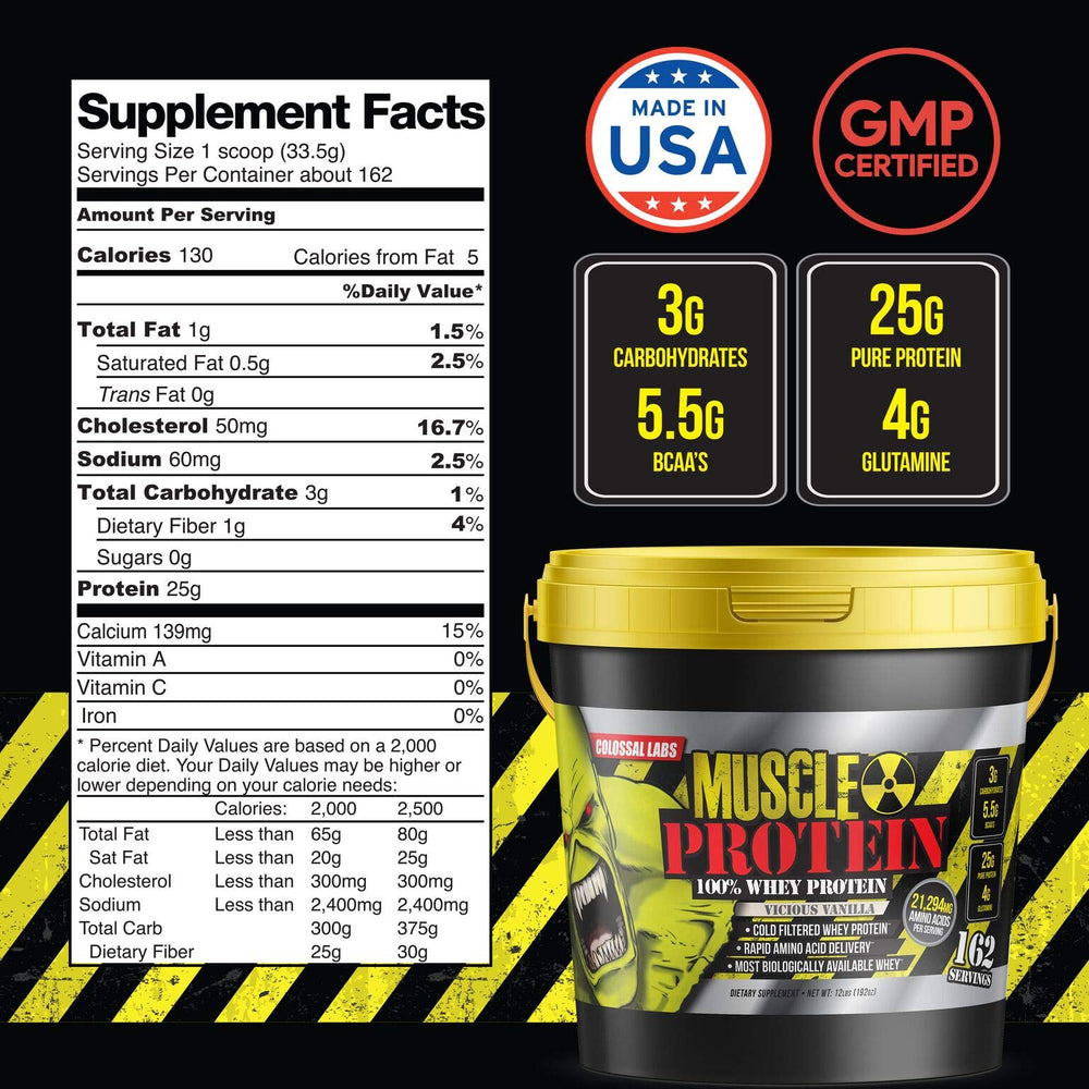 Colossal Labs whey powder shaker ready for a creamy chocolate shake