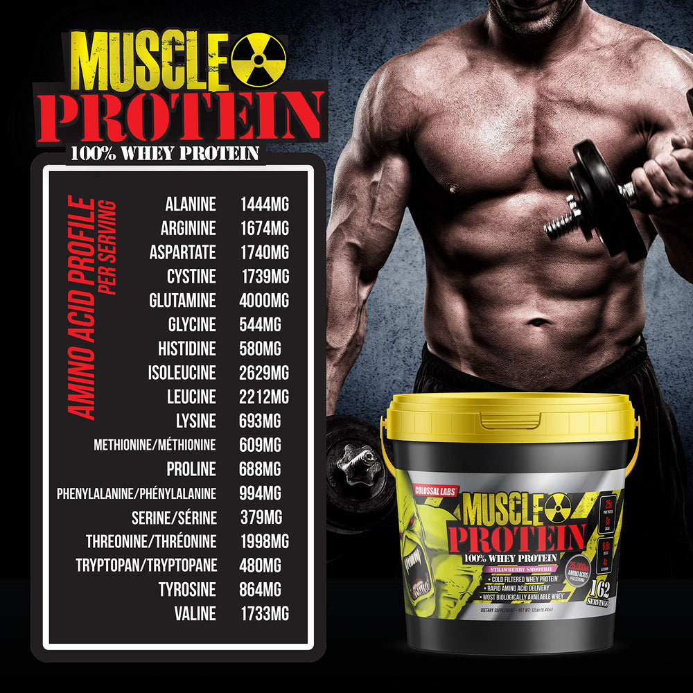 Colossal Labs protein scoop showing 25 g per serving for lean mass goals.