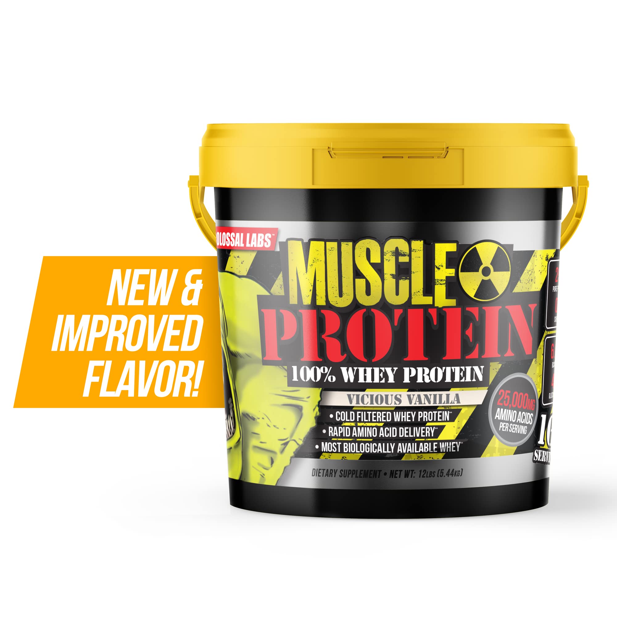 COLOSSAL LABS Vanilla whey scoop ready to blend into a smooth shake.