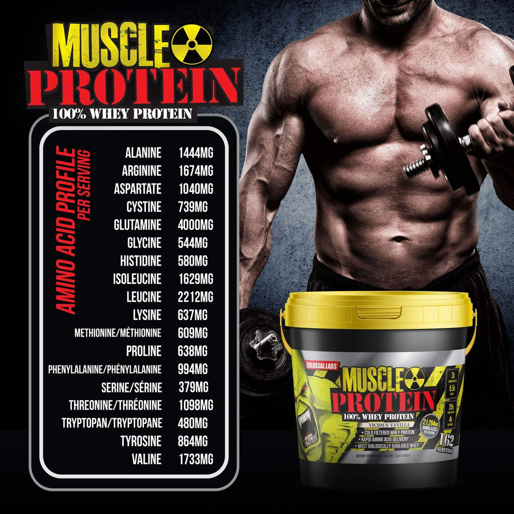 COLOSSAL LABS Powder on counter ready to mix with milk.