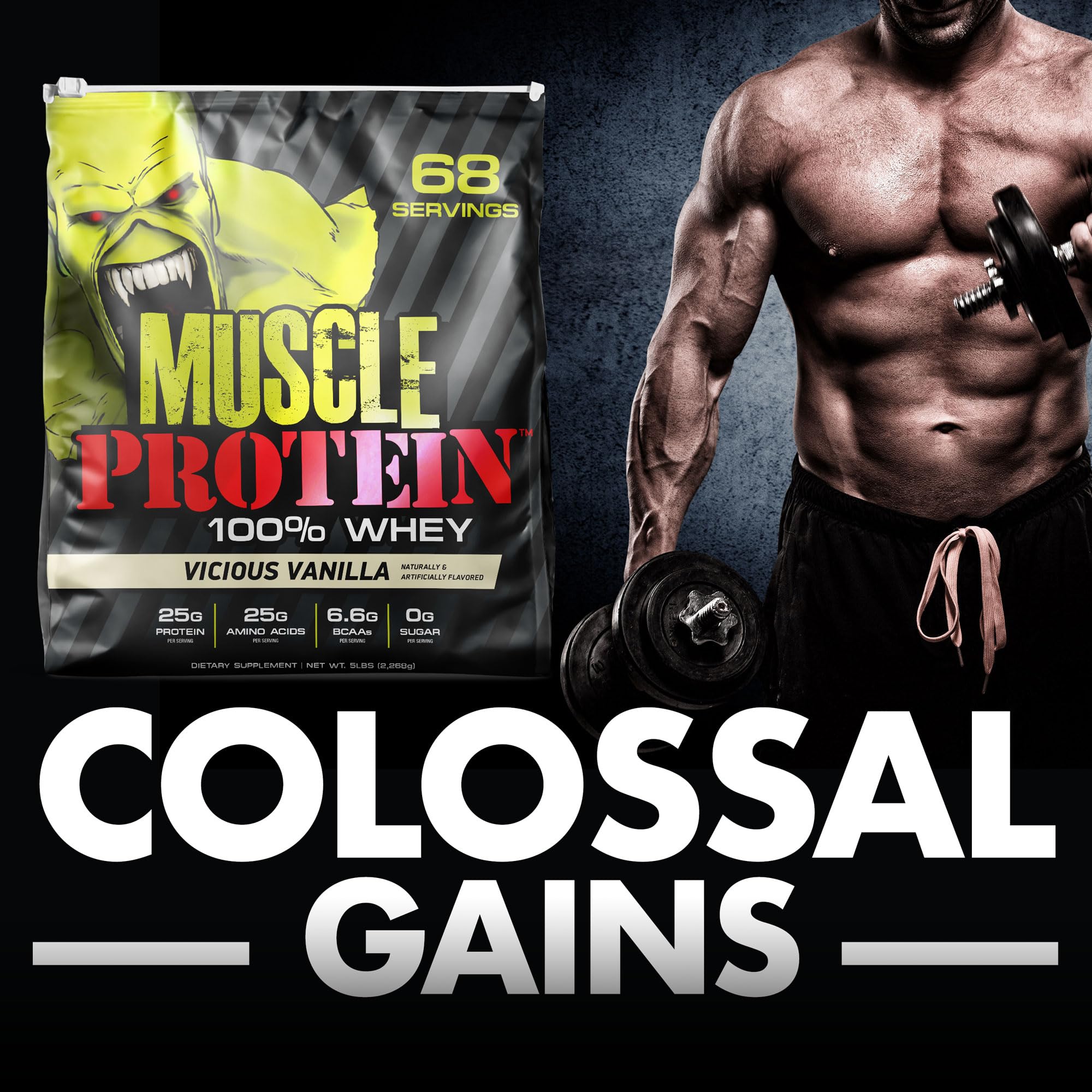COLOSSAL LABS whey travel pack shake glass, ready-to-drink protein in minutes.