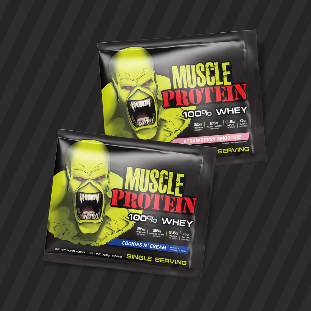 COLOSSAL LABS whey travel pack strawberry, ideal for a refreshing recovery drink.