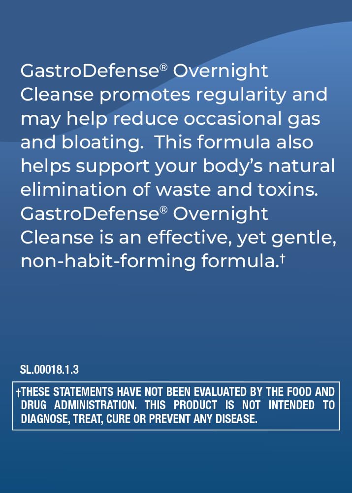 GastroDefense capsules close-up showing Himalayan herbal blend for overnight cleansing support.