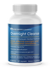 Colostrum-LD GastroDefense bottle with overnight cleanse capsules for occasional constipation support.