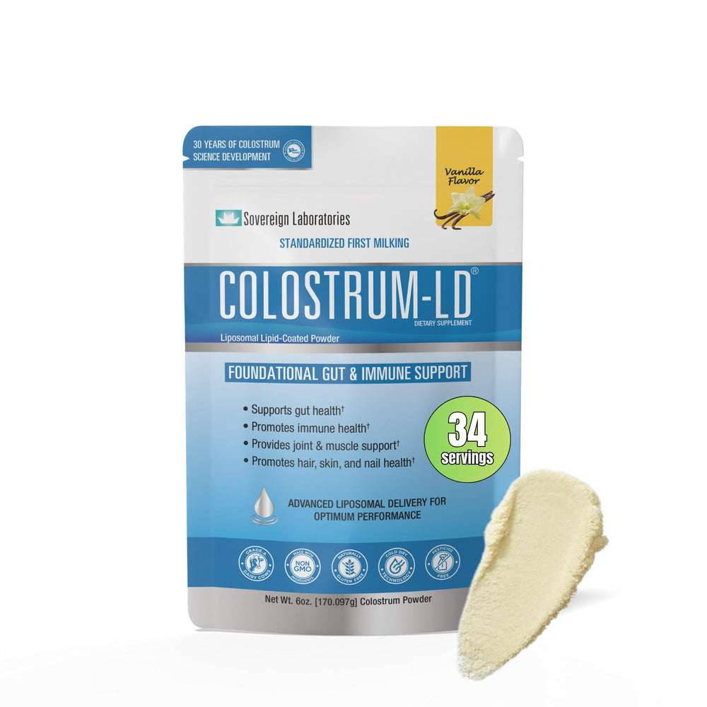 Colostrum-LD bottle with vanilla flavor ready for daily use