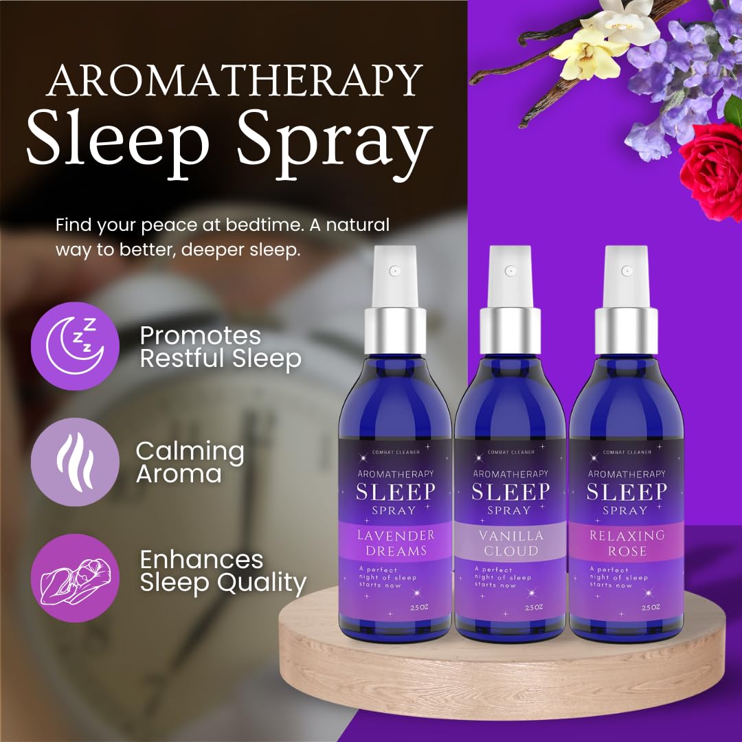 Combat Cleaner Pillow Sleep Spray Vanilla bottle for relaxing sleep routine