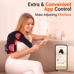 Comfytemp app-controlled infrared shoulder brace for hands-free use.