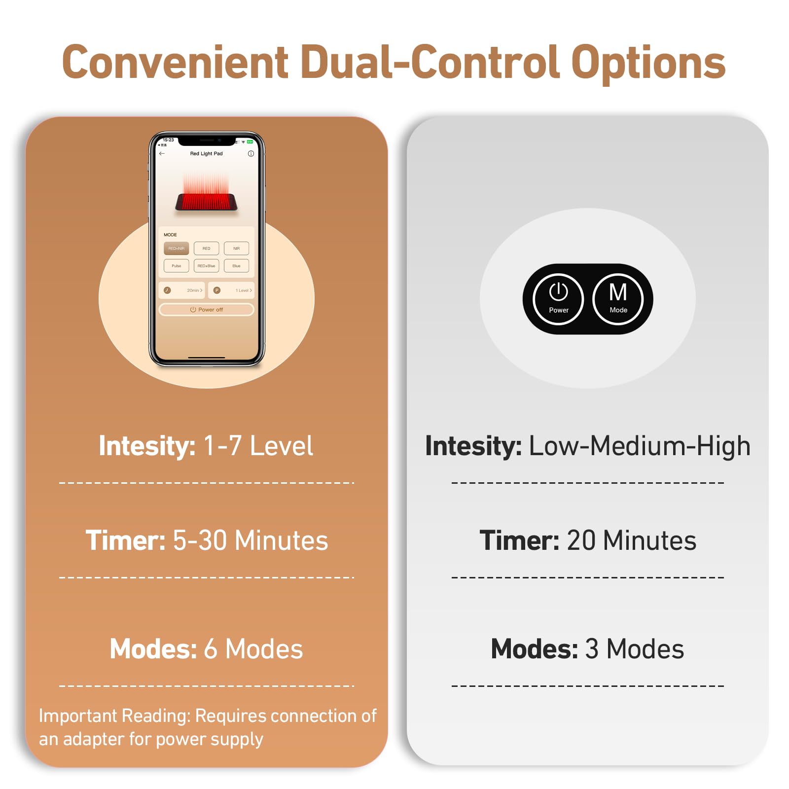 Comfytemp app control screen displaying therapy modes and settings