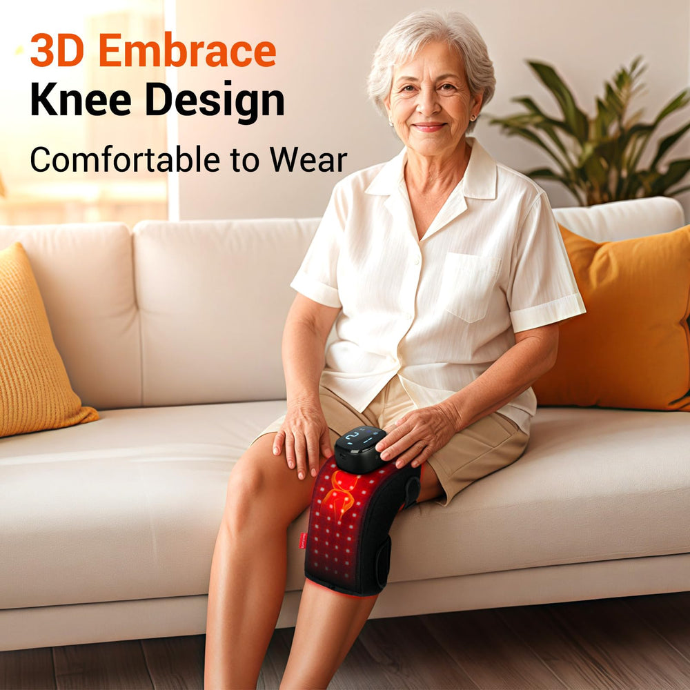 Comfytemp knee wrap with 5000mAh battery for cordless convenience.