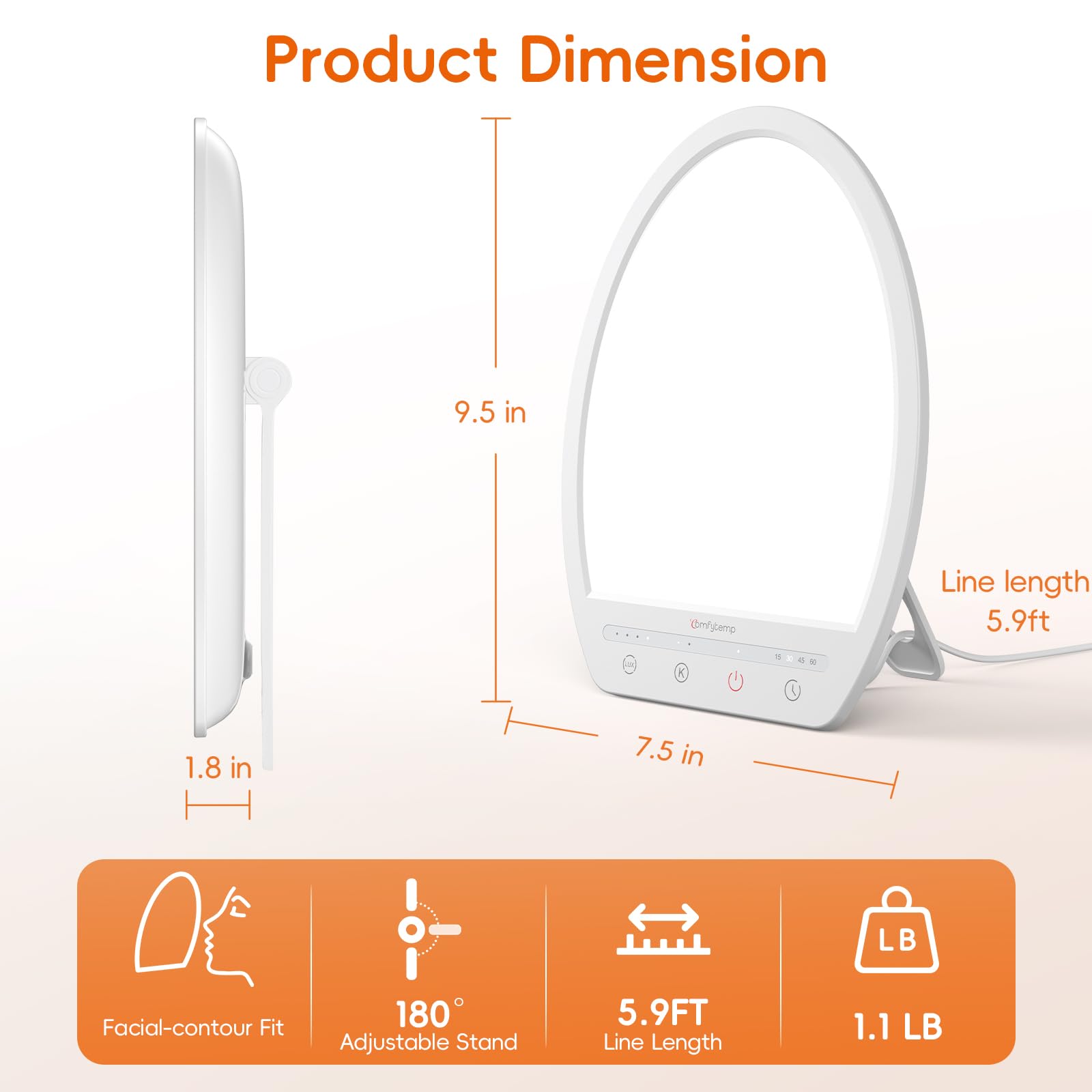 Comfytemp lamp includes an auto-off timer for short, controlled sessions.