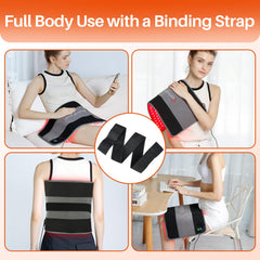 Comfytemp red light therapy pad on the abdomen for flexible setup.