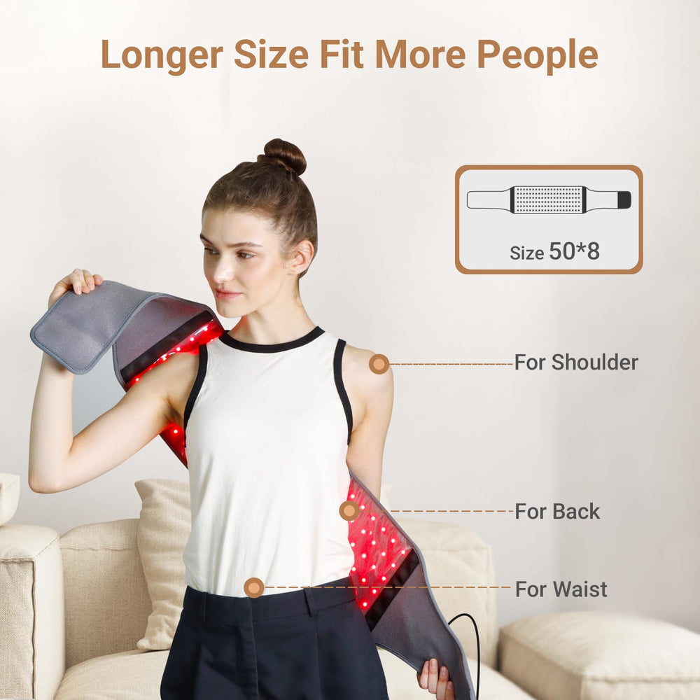 Comfytemp red light therapy belt coverage area emphasizes broad 22-inch reach