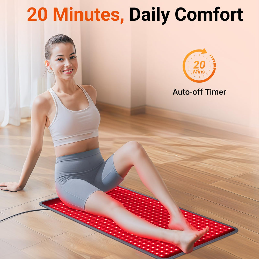 Light Red Mat Comfytemp 33'' x 17'' Red Light Therapy Mat – 480 LEDs, 660nm & 850nm ...