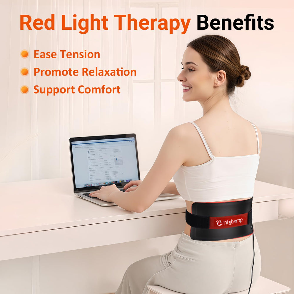 Knee wrap with Comfytemp red light therapy pad targeting joints