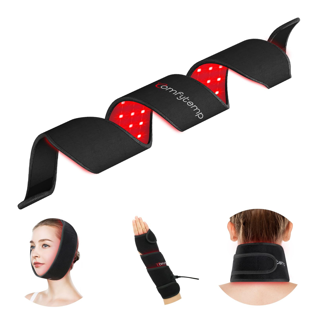 Comfytemp red light wrap for face application delivers targeted warmth and coverage