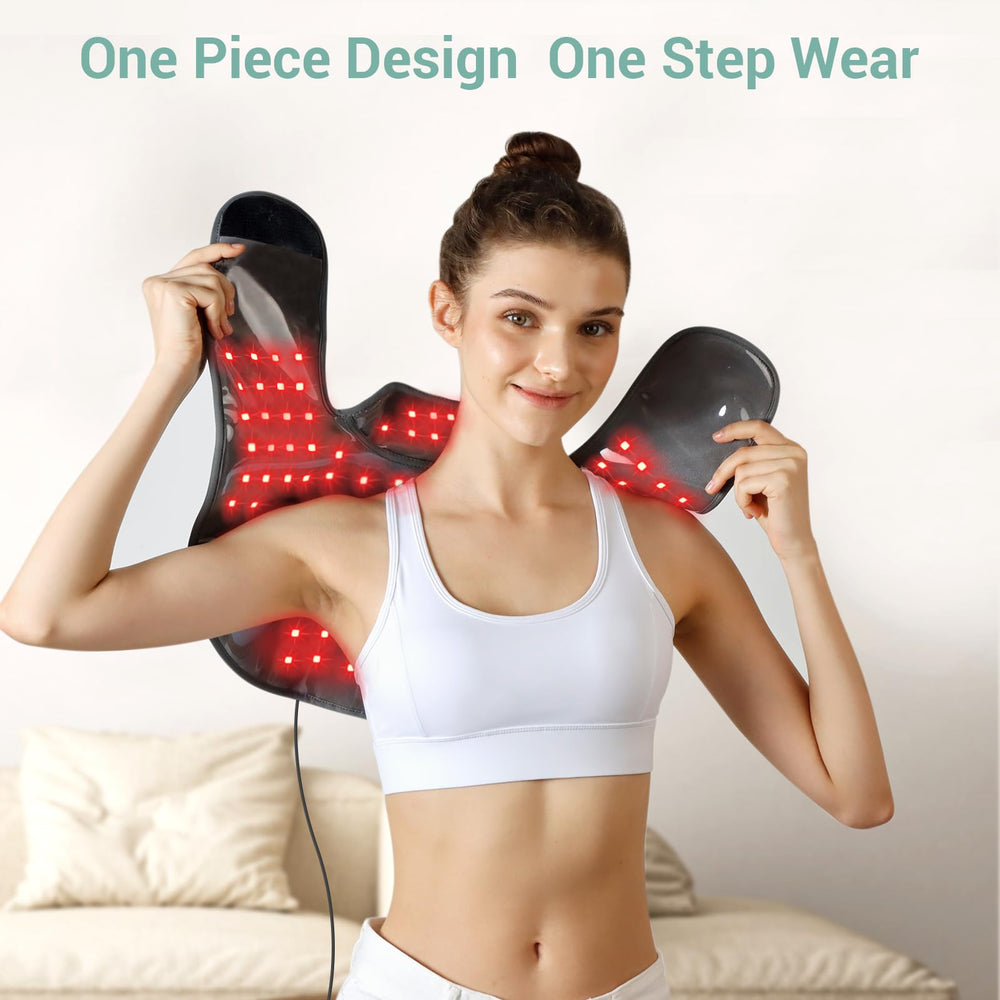 Comfytemp red light wrap side view shows soft fabric and secure fit.