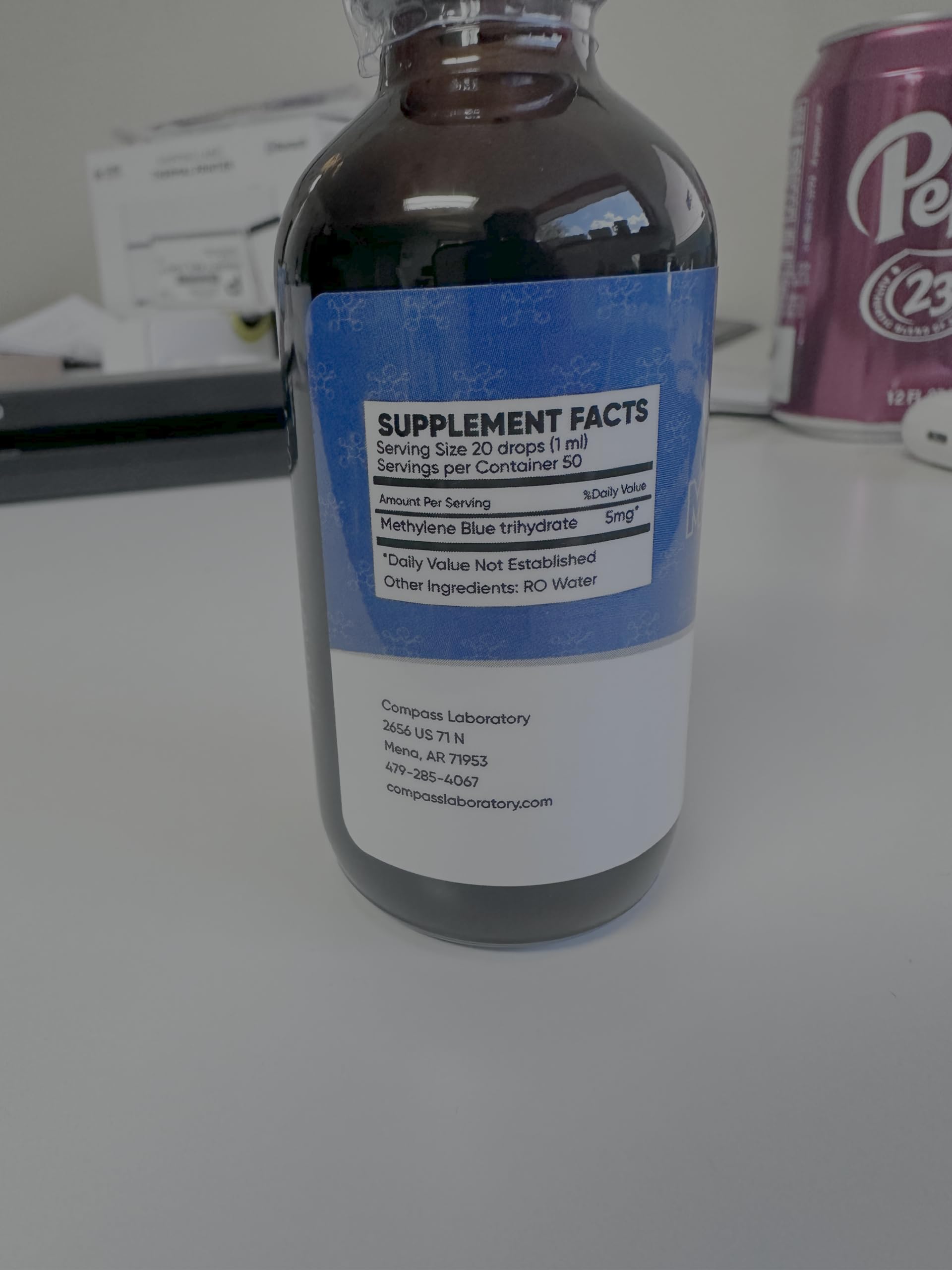 COMPASS LABORATORY USP-grade label emphasizes pharmaceutical quality and testing standards.