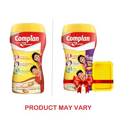 Front label of Complan Kesar Badam jar with flavor cues