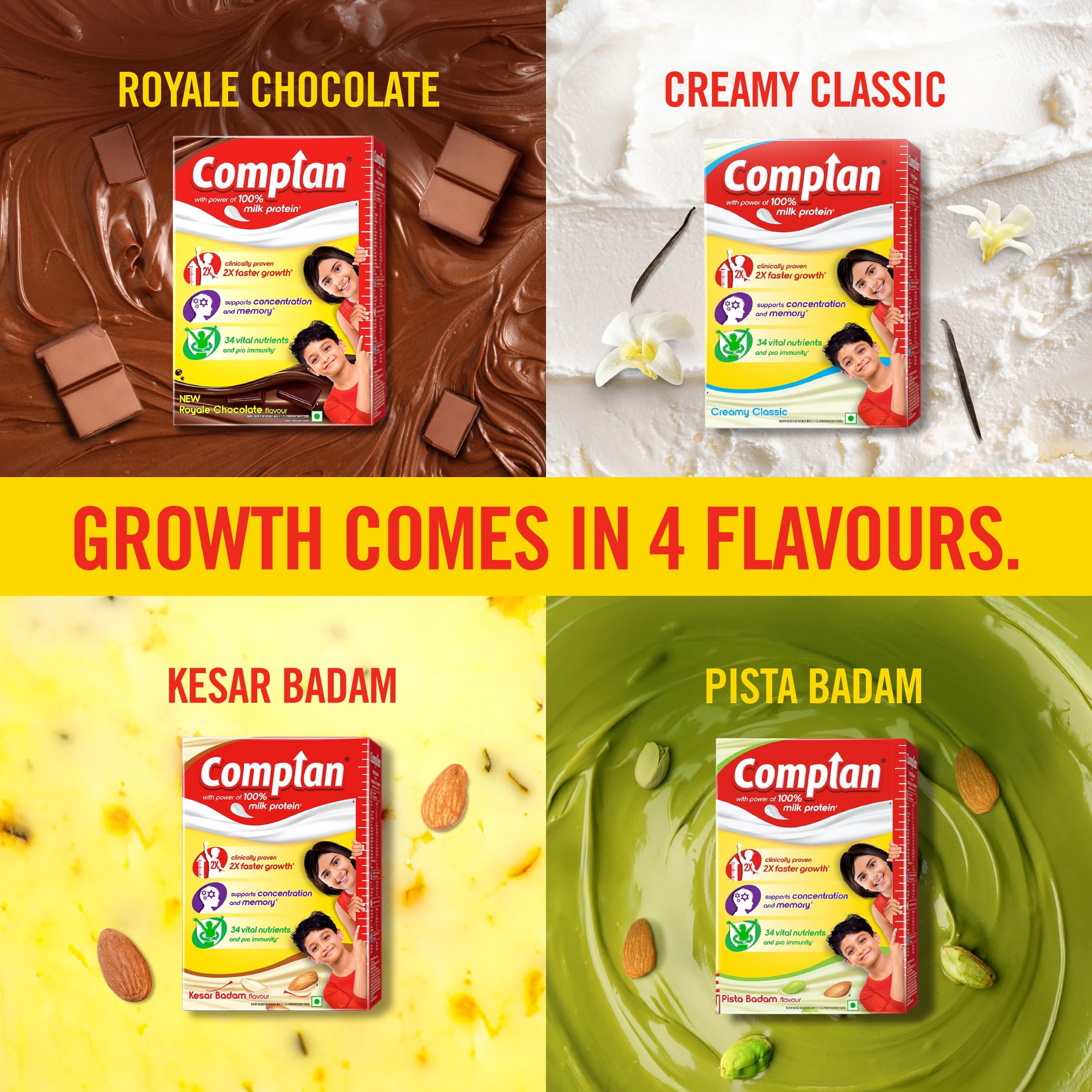 Glass of prepared Complan Kesar Badam being served