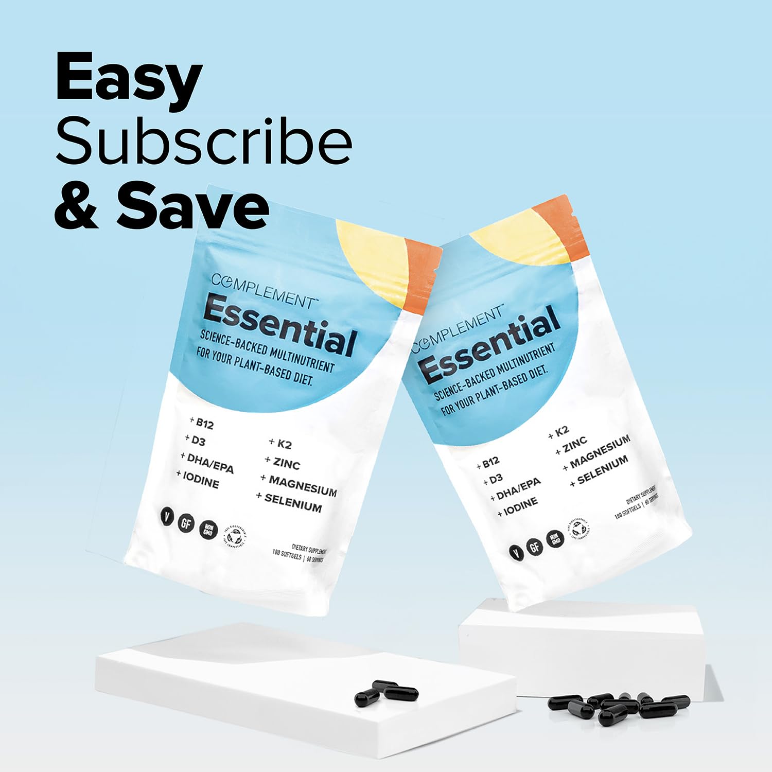 Complement Essential Vegan Multivitamin iodine and magnesium for metabolism and energy