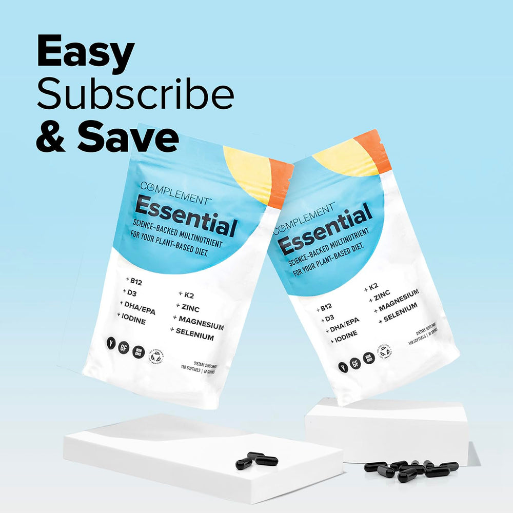 Complement Essential Vegan Multivitamin iodine and magnesium for metabolism and energy
