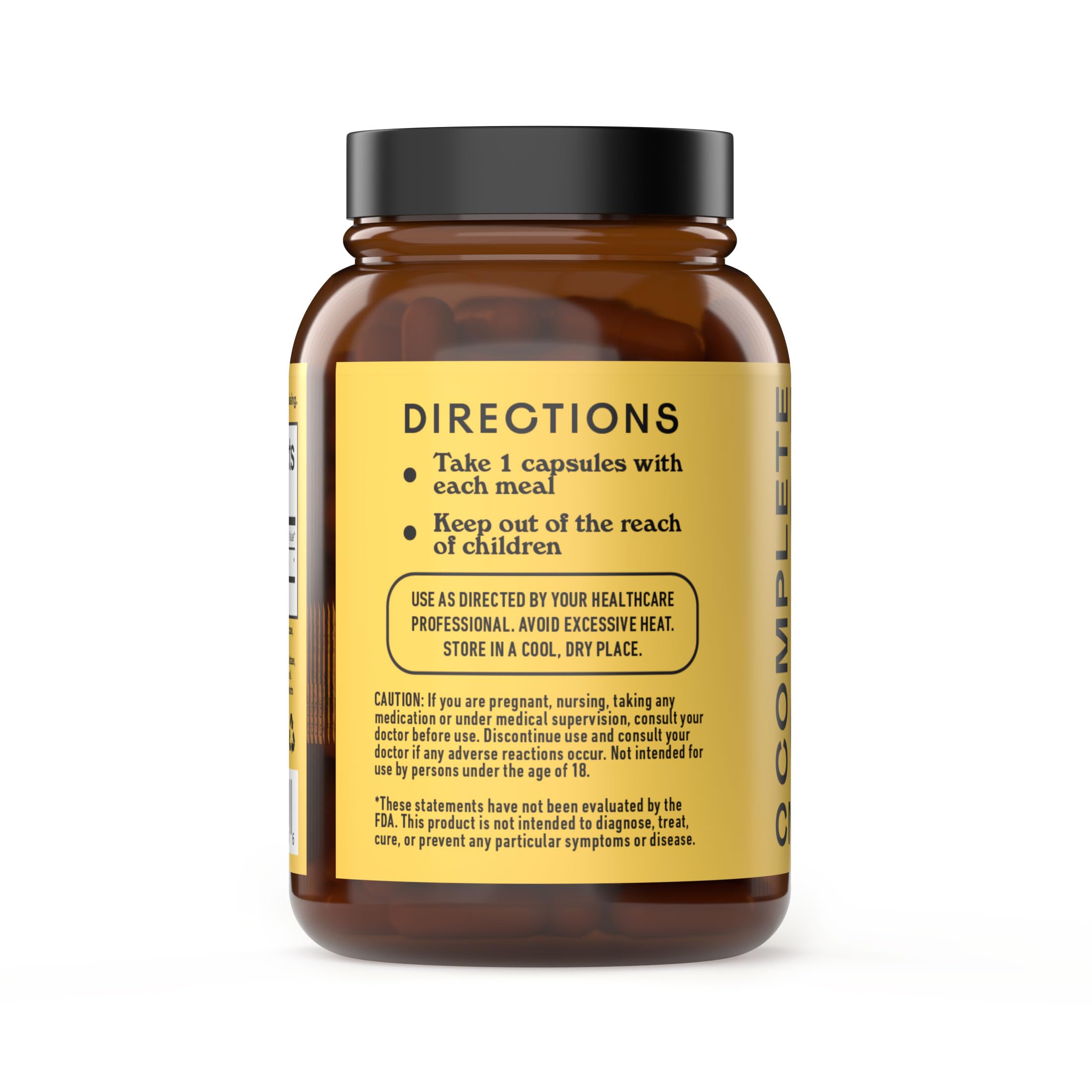 Complete Natural Products bottle side label - clear ingredients for informed choices
