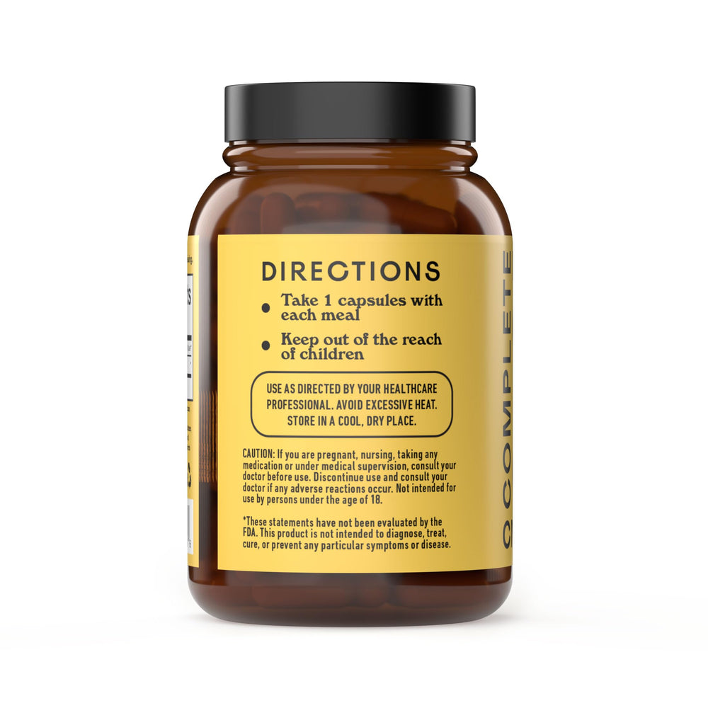 Complete Natural Products bottle side label - clear ingredients for informed choices