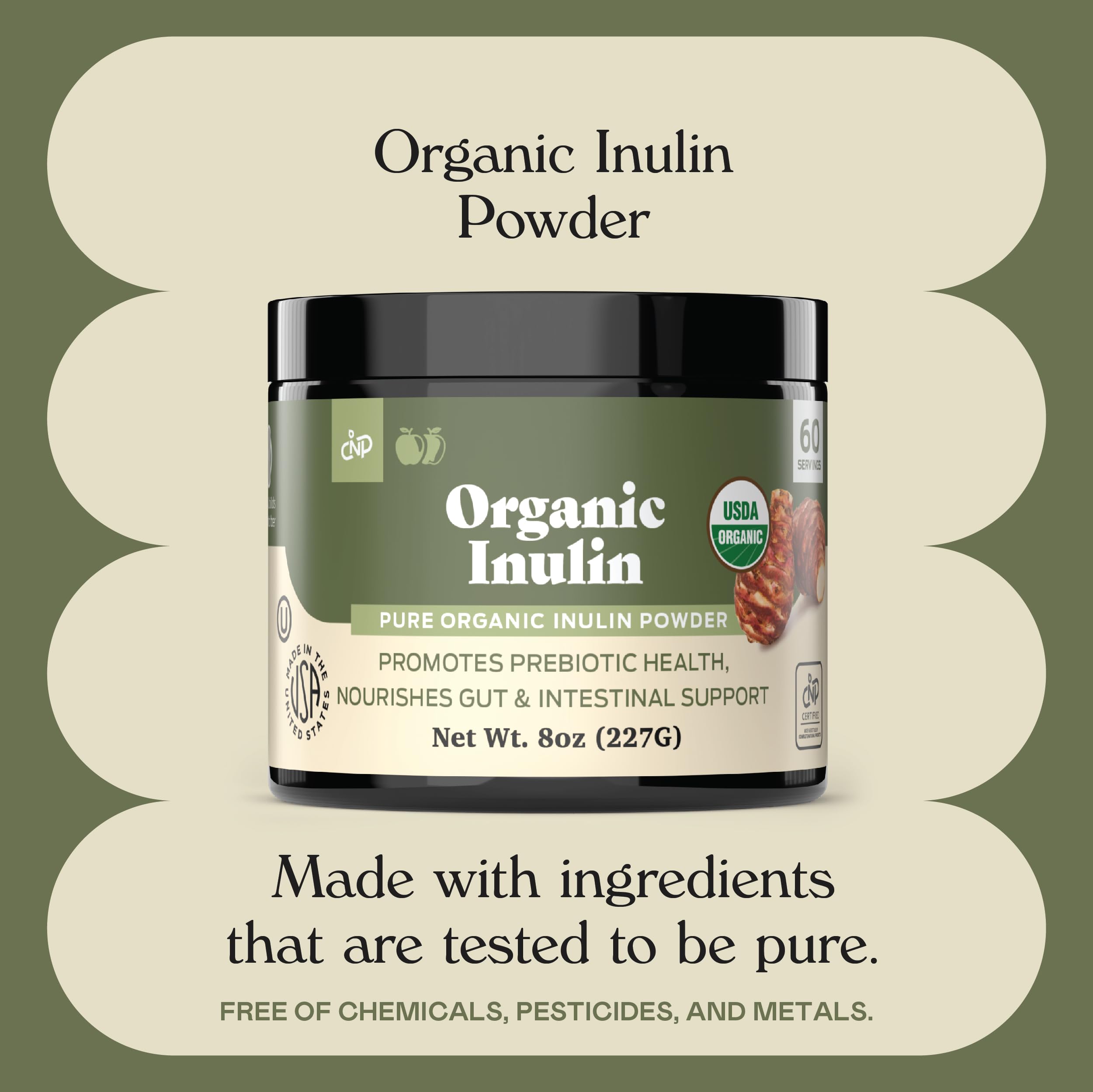 Measuring spoon with Complete Natural Inulin Powder for accurate dosing