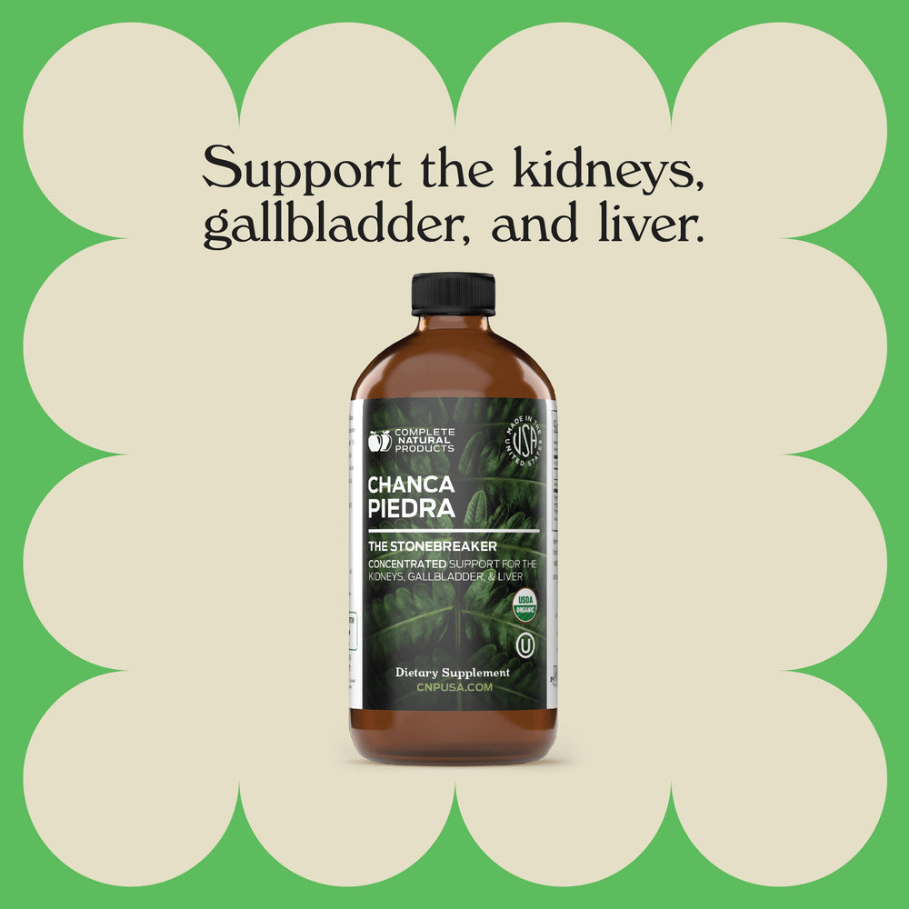 Complete Natural Phyllanthus Niruri bottle front emphasizes 16oz size and natural formulation.
