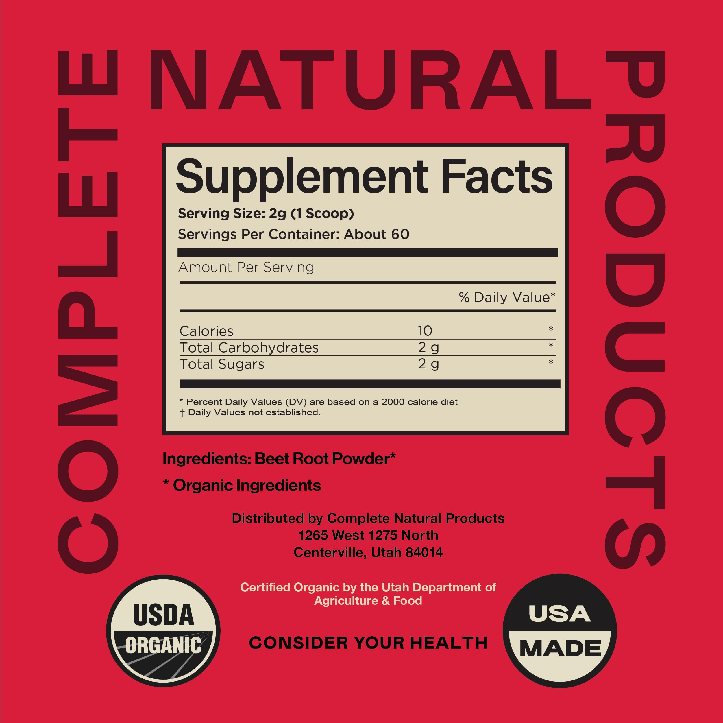 Complete Natural Products beet root powder scoop for quick add-ins.
